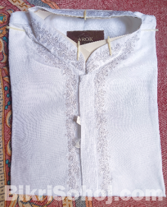 সাদা সুতির AROK পাঞ্জাবি